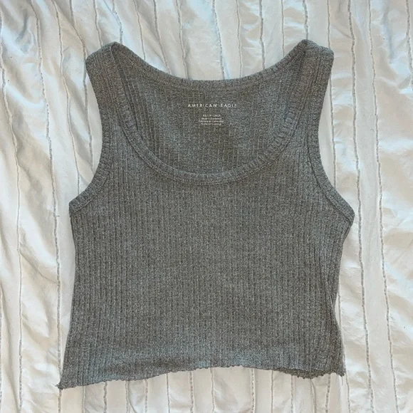 AMERICAN EAGLE Grey Ribbed Racer Back Tank - Picture 1 of 2
